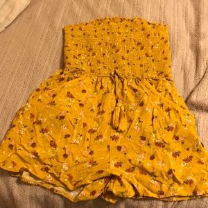 Mustard yellow floral romper